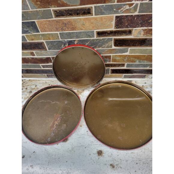 3 Vintage Canisters, Metal Kitchen Tins Red & Cream Farmhouse Primitive - Picture 6 of 6